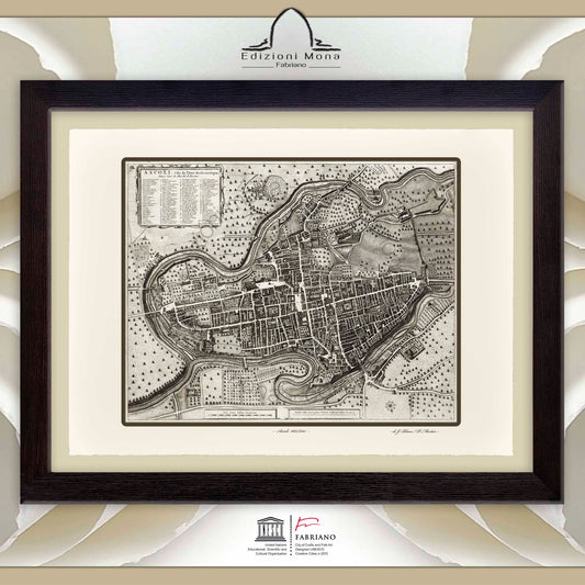 Mappa antica di Ascoli Piceno del 1663 di Joan Blaeu e Pierre Mortier - Stampa Fine Art su carta Fabriano