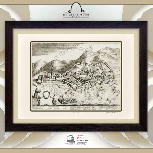 Mappa antica di Assisi del 1663 di Joan Blaeu e Pierre Mortier - Stampa Fine Art su carta Fabriano