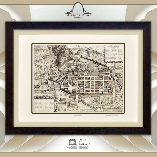Mappa antica di Gubbio del 1663 di Joan Blaeu e Pierre Mortier - Stampa Fine Art su carta Fabriano