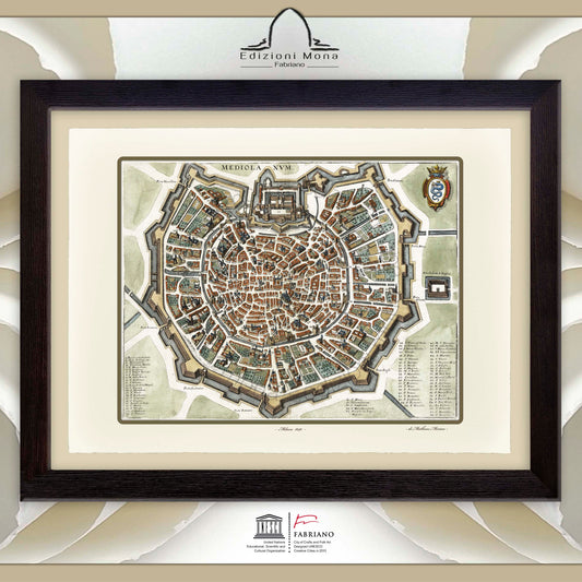 Mappa antica di Milano del 1640 di Matthäus Merian - Stampa Fine Art su carta Fabriano