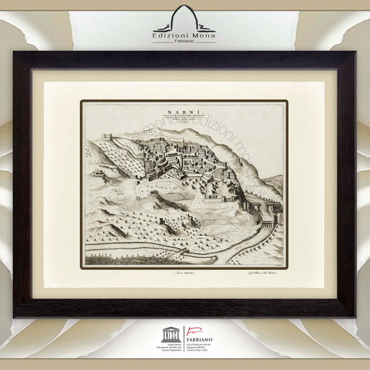 Mappa antica di Narni del 1663 di Joan Blaeu e Pierre Mortier - Stampa Fine Art su carta Fabriano