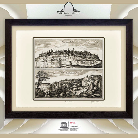 Mappa antica di Orvieto e Acquapendente del 1663 di Joan Blaeu e Pierre Mortier - Stampa Fine Art su carta Fabriano
