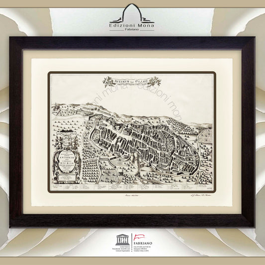 Mappa antica di Osimo del 1663 di Joan Blaeu e Pierre Mortier - Stampa Fine Art su carta Fabriano