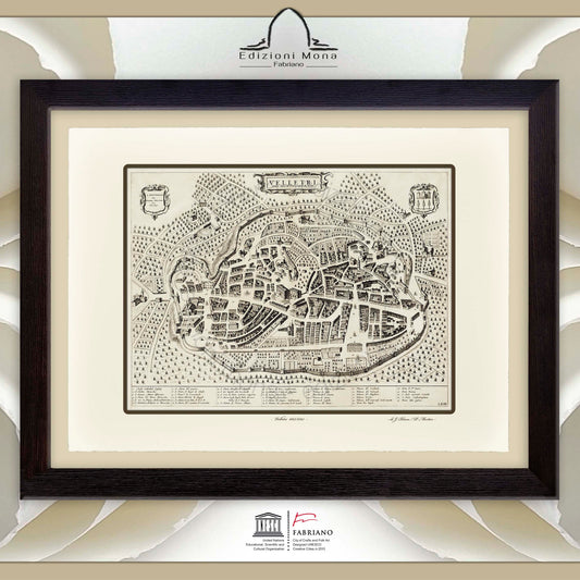 Mappa antica di Velletri del 1663 di Joan Blaeu e Pierre Mortier - Stampa Fine Art su carta Fabriano