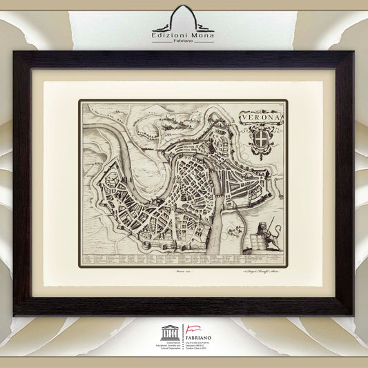 Mappa antica di Verona del 1724 di Rutgert Christoffel Alberts - Stampa Fine Art su carta Fabriano
